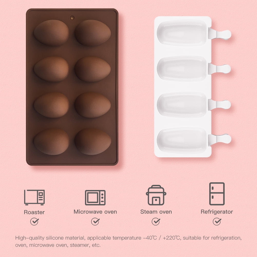 Kepooman Silicone Egg Shaped Molds Set with Wooden Hammer & Wooden Sticks, Set of 2, Multi-color Kepooman Silicone Egg Shaped Molds Set with Wooden Hammer & Wooden Sticks, Set of 2, Multi-color