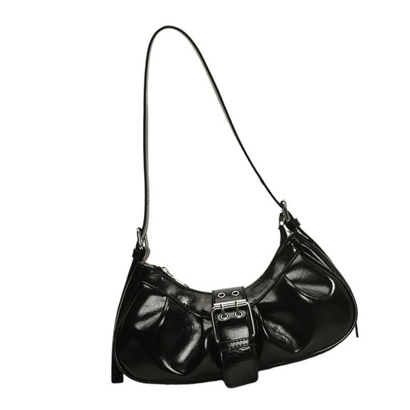 FENOHREFE Elegant Armpit Purse PU Leather Handbag with Buckles Ornament Shoulder Bag For Office Shopping And Casual Travel