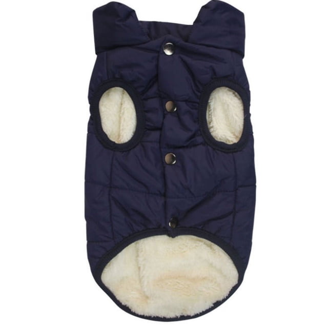 Chaqueta cálida para perros con forro polar de 2 capas para cachorros en clima frío de invierno, abrigo suave a prueba de viento para perros pequeños, azul L-8-11kg