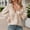 Beige, variant on Womens Button Down Shirts Summer Long Sleeve Ruffle Neck Fashion Blouses Dressy Casual Plaid Business Work Tops