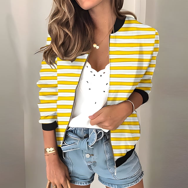 LOVZFMLL Vestes pour Femmes Chandail en Molleton Ample à Manches Longues avec Fermeture Éclair Veste de Baseball Tricotée Décontractée