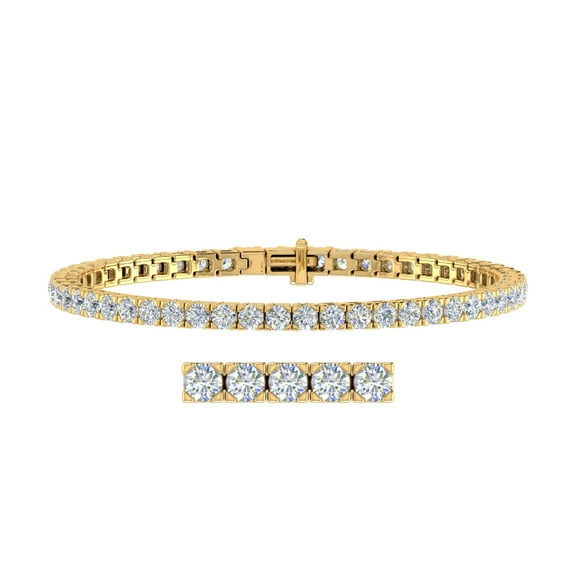 5 Carat Diamond Tennis Bracelet in 14K Yellow Gold (7 Inch) - IGI Certified