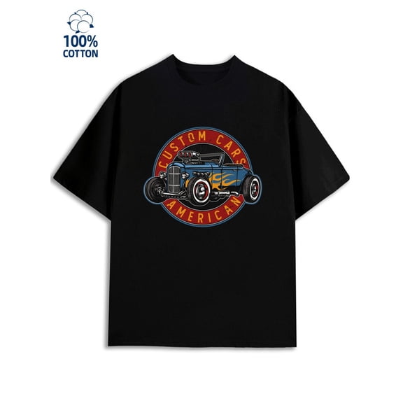 Custom Cars Tee men garage 180G 100% Cotton black casual on the back Funny Unisex Shirt Short Sleeve tshirts Retro Unisex Shirt Short Sleeve tshirts Vintage Unisex Shirt Graphic tshirts