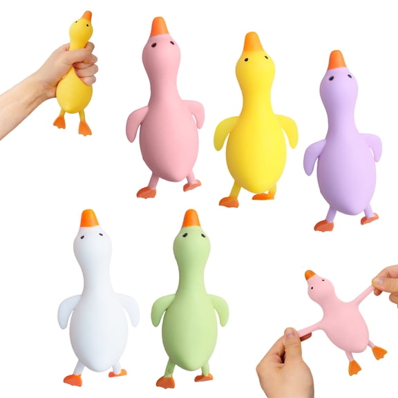 Dwellin Stretchy Duck Squeeze Toys Stress Relief Funny Fidget Toys for Adults and Kids Party Favors Gift for Birthday Christmas Classroom Prizes Yellow