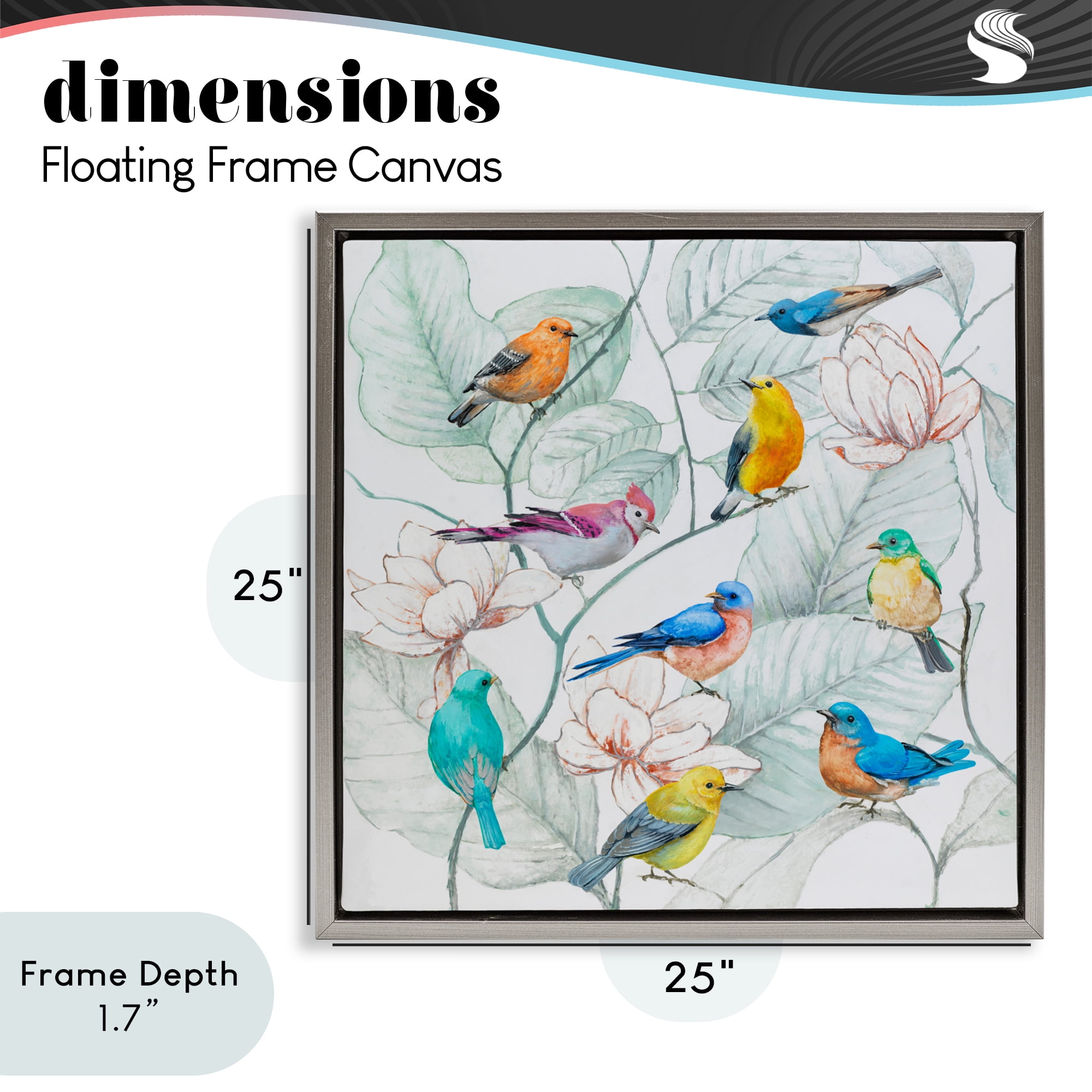 Stupell Industries Colorful Array Of Birds Gray Framed Floater Canvas Wall Art, design by Lorenzo Collective