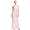 Adrianna Papell Womens Plus Size Halter Twisted Waist Column Long Dress, Blush, 14W