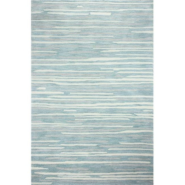 Bashian R129-AQ-6X9-HG363 Greenwich Collection Geometric Contemporary Wool & Viscose Hand Tufted Area Rug, Aqua - 5 ft. 6 in. x 8 ft. 6 in.