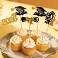 thumbnail image 6 of Grad Cupcake Toppers, 6 Styles Glittery Graduation Cap and Diploma Cake Decor, for Sandwiches, Cheese, Dessert, Party Supplies, 24pcs, Gold, 6 of 6