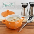 thumbnail image 5 of Servette Home Soup Bowls with Handles and Lids Ceramic Polka Dot Set of 2 Orange, 5 of 5