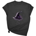 thumbnail image 2 of Mifsaly Womens Halloween Graphic T-Shirts Floral Witch Hat Print Crew Neck Short Sleeve Cotton Tops Casual Fall Festival Holiday Party Costume Tee Black,XXL, 2 of 3