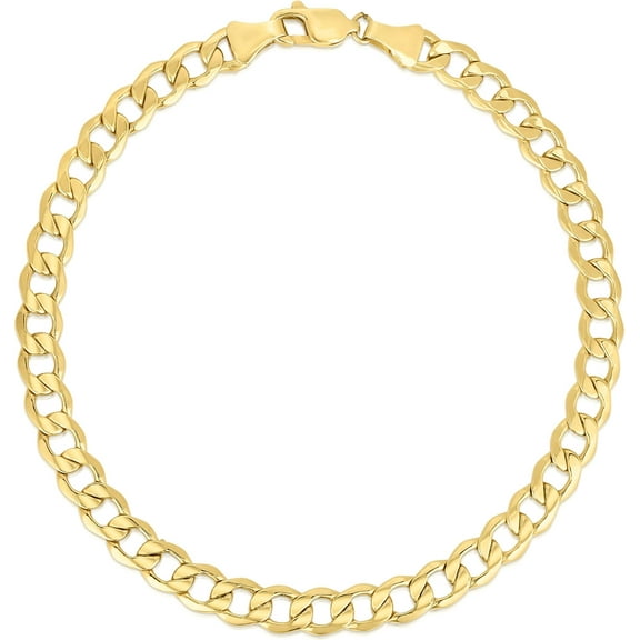 Floreo 10k Yellow Gold 4mm Solid Curb Cuban Chain Bracelet or Anklet