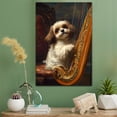 thumbnail image 2 of Shih Tzu Cute Dog Harp Stretched Canvas Size 8x12 – Retro Shih Tzu Dog Batter in Action With Harp for Themed Living Room, 2 of 5