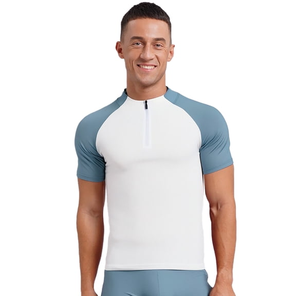 inhzoy Mens Running Top Workout Quick Dry T-shirts Base Layer Top Gym Sports Compression Shirts White L