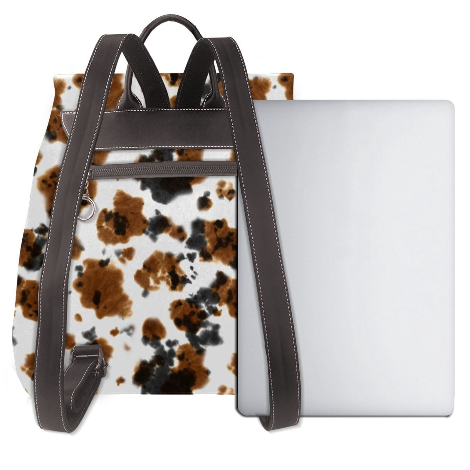 Defioc Cow Tie Dye Print PU Leather Backpack,Backpack Purse for Women Fashion Multipurpose Design Handbag Ladies Bags Travel Backpack