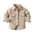 thumbnail image 7 of XXWXYD Toddler Baby Girls Boys Plaid Flannel Shirt Jacket Long Sleeve Lapel Button Down Shacket Coats Fall Winter Casual Kids Outerwear Warm Flece Cozy Fit, 7 of 7