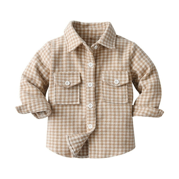 Generic Toddler Boys Girls Shirt Coat Jacket Plaid Long Sleeve Kids Turn Down Collar Button Tops Outwear Long Sleeves for Girls Or Boys for Holiday Winter Party Christmas(7-8 Years Pink)