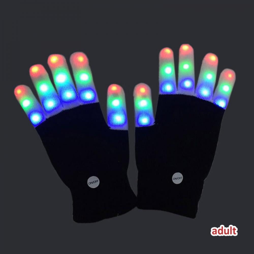 LED Gloves Flashing Finger 6 Mode Light Up Rave Party Glow Toy for Kids Gift UK 