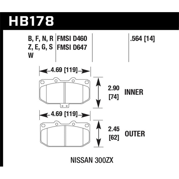Hawk 2/1989-1996 Nissan 300ZX Base (Excl. Turbo) HPS 5.0 Front Brake Pads