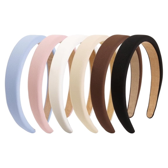 6-Pack Non-Slip Padded Headbands for Women, 0.8-Inch Thin Comfortable Hair Bands, Trendy Cute Accessories in Assorted Colors
