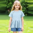 thumbnail image 4 of Lenpel Girls' T Shirts Casual Short Sleeve Crew Neck Solid Color Peplum Babydoll Tee Tops Trendy Tunic Blouses 3-12 Y, 4 of 7