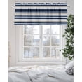 thumbnail image 4 of Dark Blue Geometric Striped Kitchen Valances for Windows Navy Blue Gray White Valance Curtains&nbsp; for Kitchen /Living Room/Bedroom/ Bathroom Decor, 54"x18 " ,Rod Pocket 1 Panel,, 4 of 7