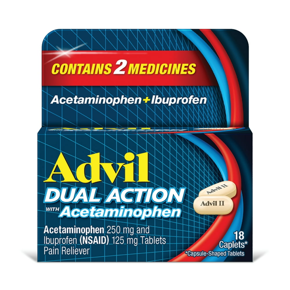 Advil Dual Action Ibuprofen and Acetaminophen Pain Relief Coated