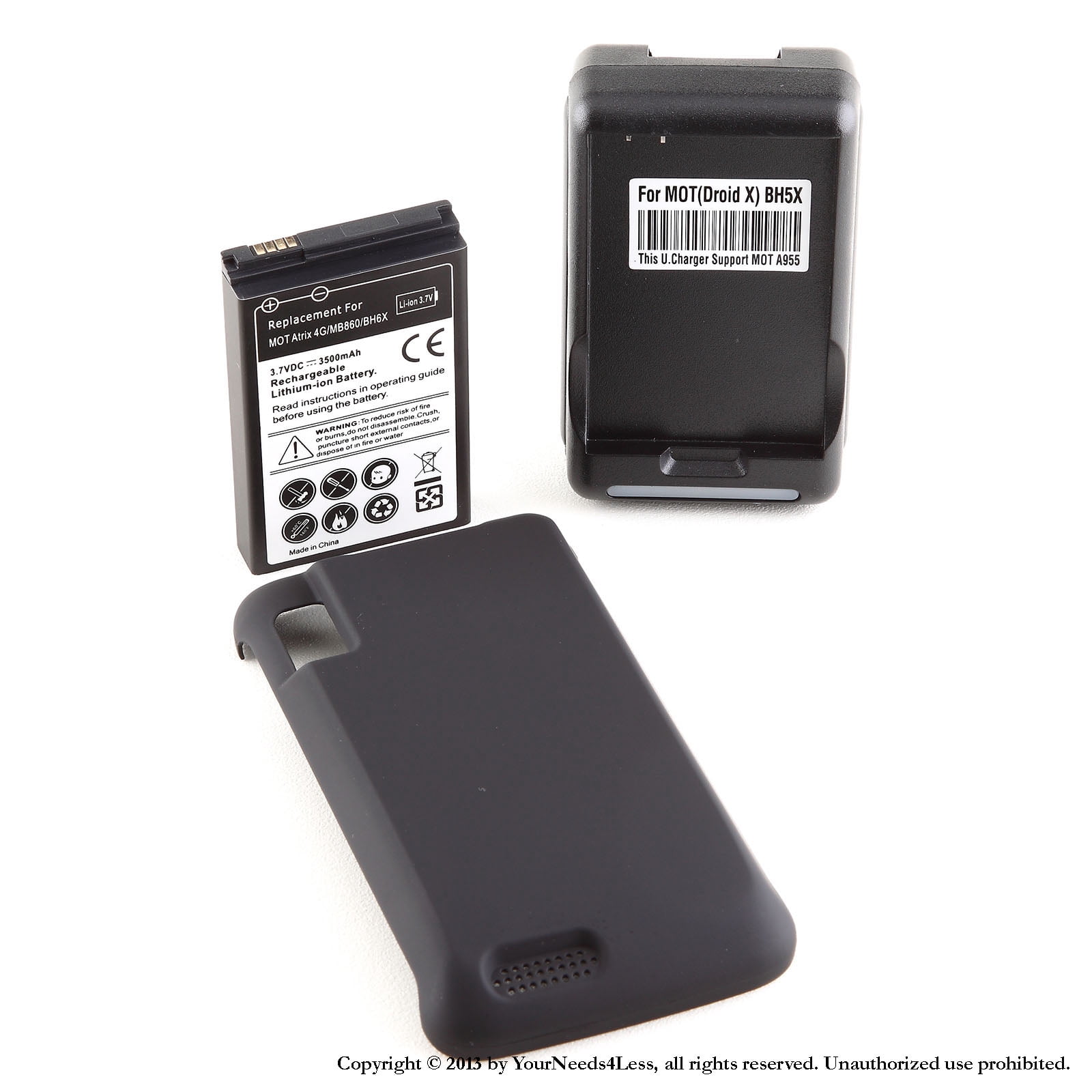 YN4L® 3500mAh Extended Battery for Motorola Atrix 4G MB860 with Black  Extended Back Cover + Wall Dock Charger Bundle - Walmart.com