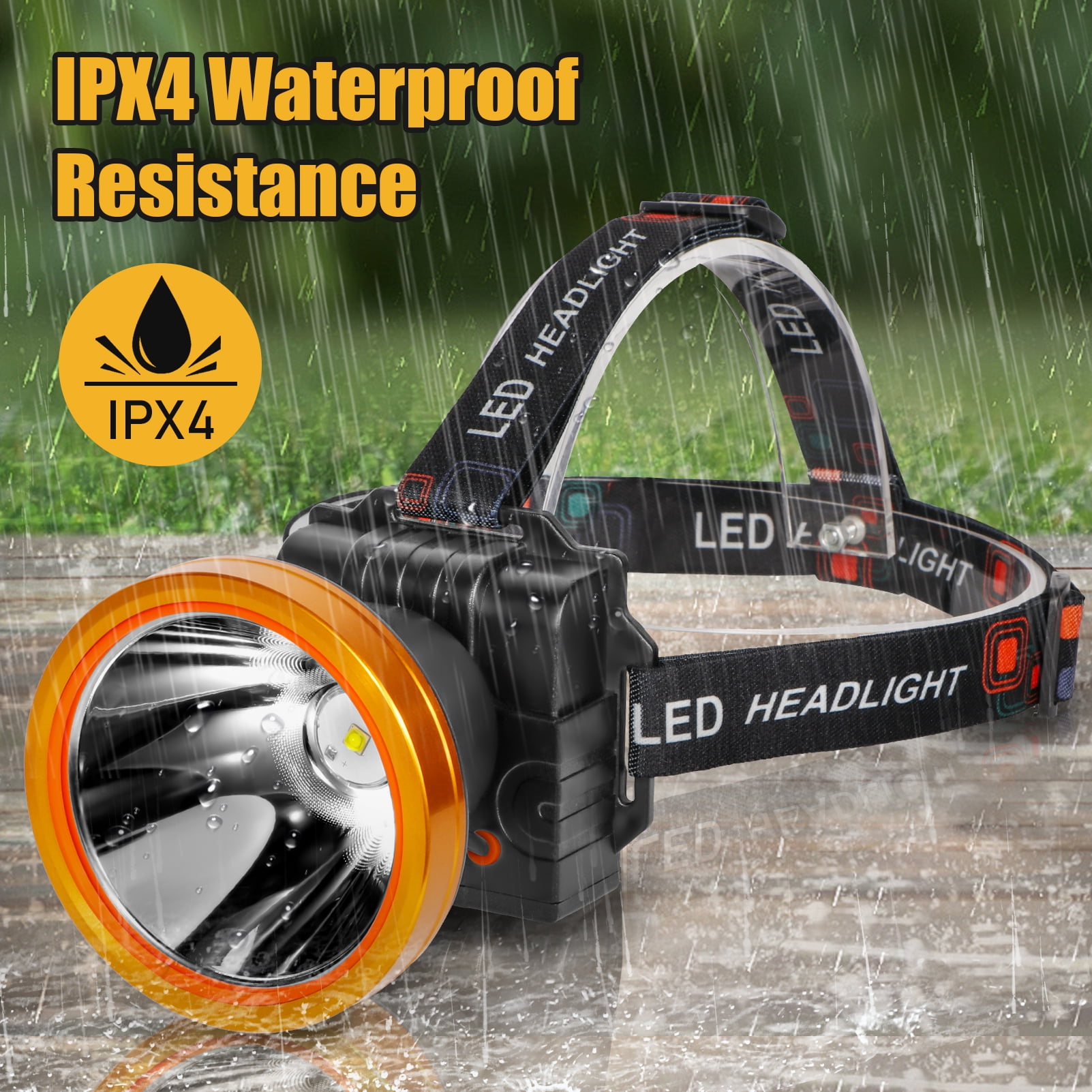 Hunting Friends Ultra-Bright LED Headlamp,High Lumen Rechargeable and Waterproof Headlight with Adjustable Headband for Night Work and Outdoor Use