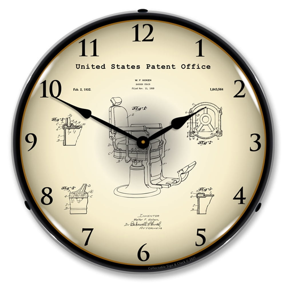 Koken Barbers Chair 1929 Patent Led Wall Clock