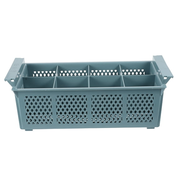 OUNONA Grey Plastic Cutlery Basket for Kitchen with 8 Compartments and Ample Space 8.5"x6.3"x3.1"