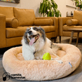 thumbnail image 2 of Camita Bienestar Cama Redonda Antiestrés para Perros Doble Vista Memory Foam Jumbo 110cm Beige, 2 of 2