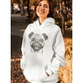 thumbnail image 2 of Hand Drawing Hipster Pug Hoodie Women -Image by Shutterstock, Female x-Large, 2 of 4