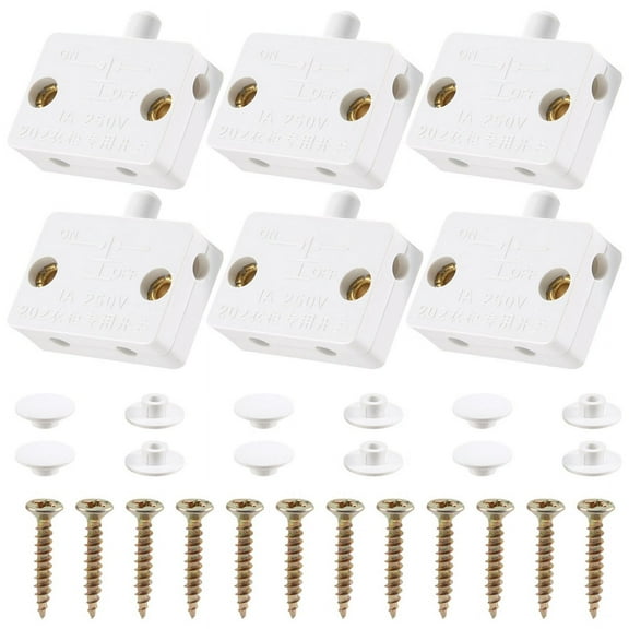 6Pcs Door Led Switch for Closet Light,Normally Closed Cabinet Electrical Lamp Switches,for Pantry White