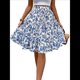 thumbnail image 1 of Falda de Mujer con Estampado Floral, Dobladillo con Volantes, Cintura Alta Elástica y Lazo Frontal. Azul Pavo Real L, 1 of 10