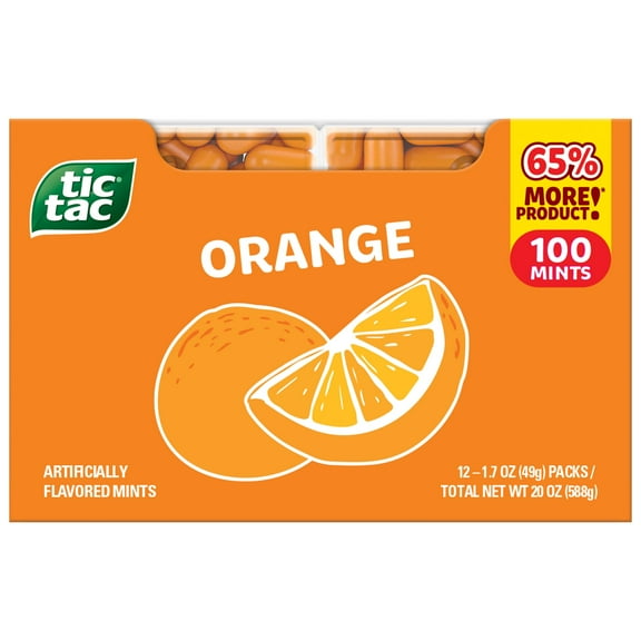Tic Tac Orange Mints, Bulk MDA05 12 Pack, On-The-Go Refreshment, 1.7 oz Each