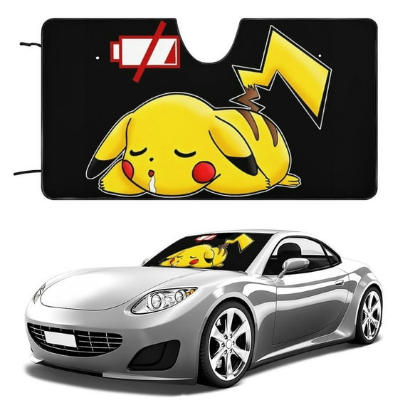Custom Pikachu Car Truck and SUV Windshield Visor Car Visor Heat Protection All-in-One Windshield Visor UV Blocker Reflective Visor Foldable Easy Installation Keep Vehicle Cool 55"x30"