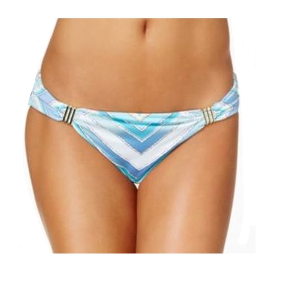 Bar III Womens Crystal Blue Side Tab Bikini Bottoms (Ombre Scarf, Small) (Ombre Scarf, Small)