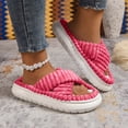thumbnail image 2 of Mepaouo Platform Slippers for Women Corduroy Crossbands Open Toe Slides Indoor Outdoor House Bedroom Shoes, 2 of 9