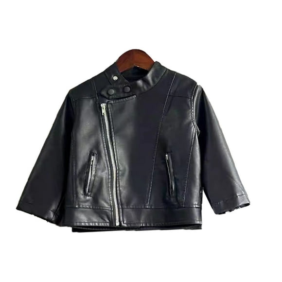 KYAIGUO 1-9T Kids Toddler Girls Fall Spring Leather Coat Jacket Baby Boys Zip up Casual Outerwear