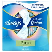 Always Infinity Feminine Pads, Size 2, Heavy, Wings, Unscented, 46 count
