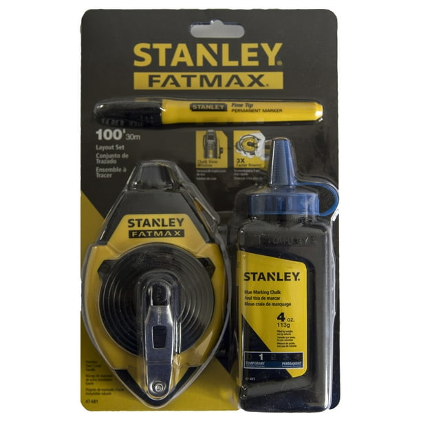 Stanley Fatmax 100 Foot Chalk Reel Kit Blue Chalk Marker Set Easy