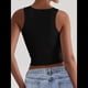 thumbnail image 5 of Tops Cortos Sin Mangas con Cuello Cuadrado para Mujer 2025, Bonitos Tops de Tirantes Y2K de Doble Capa, Sin Costuras y Ajustados Negro XL, 5 of 8