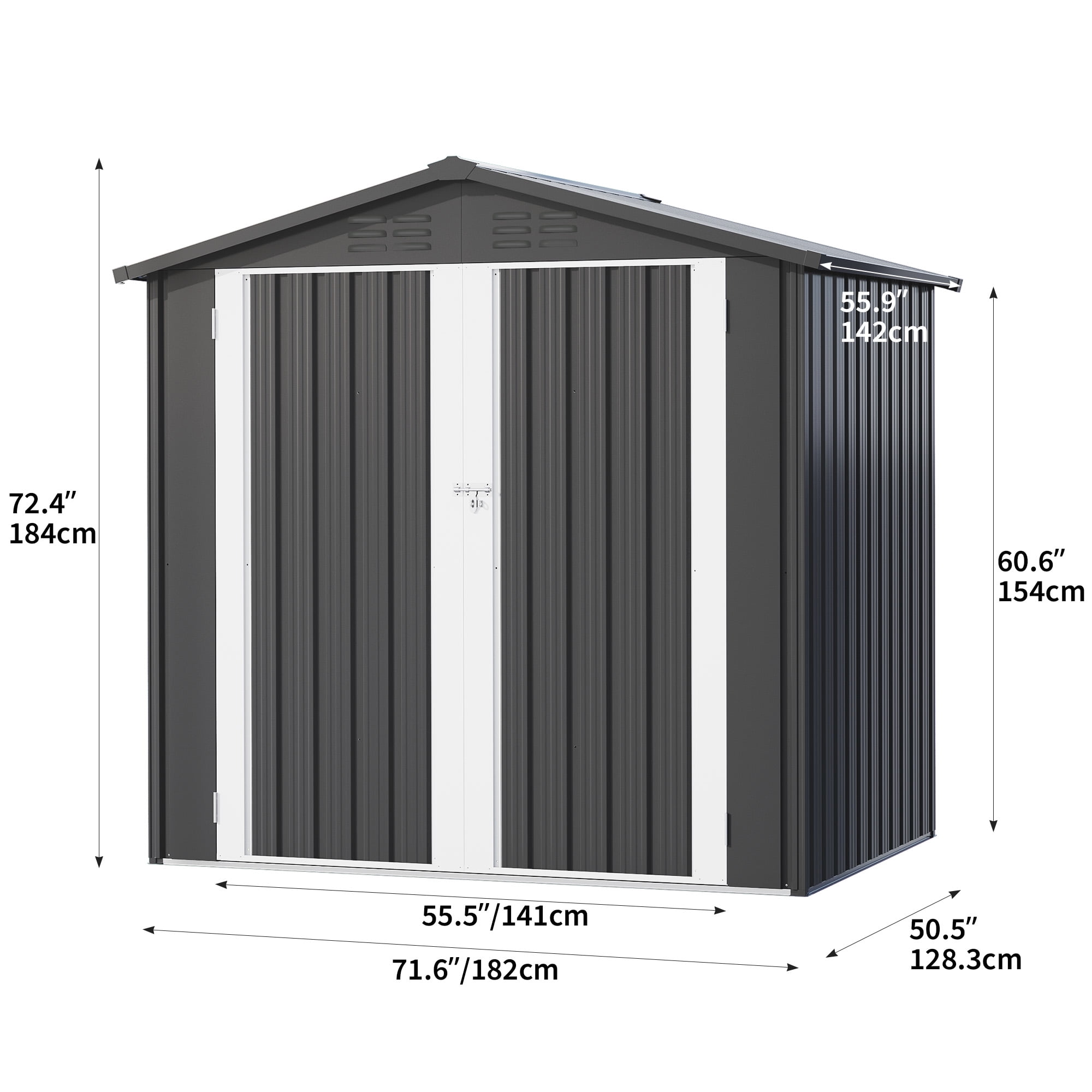 Dextrus 6x4 FT Outdoor Storage Shed, Large Metal Tool Sheds, Heavy Duty Storage House with Lockable Doors & Air Vent for Backyard Patio Lawn