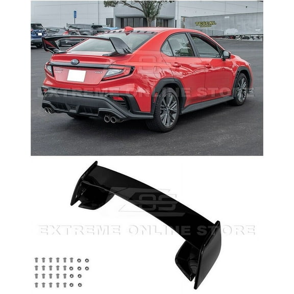 Replacement For 2022-Present Subaru WRX Models | STi Style ABS Plastic - Painted Glossy Black Rear Trunk Lid High Wing Spoiler