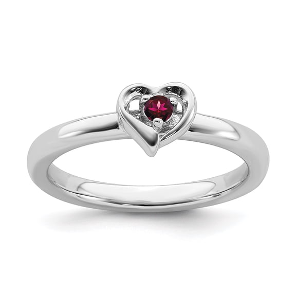 Stackable Expressions Sterling Silver Lab Created Ruby Heart Ring