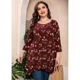 thumbnail image 4 of MODERN GOOSE Chemise Grande Taille pour Femmes Manches 3/4 Fleuri 1X Blouse Tunique Évasée Haut Dentelle Col Ras du Cou Maternité Coupe Ample Vêtements, 4 of 12
