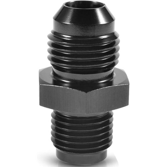 6AN male 1/2 x 20 inverted flare thread adapter aluminum straight black connector.