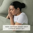 thumbnail image 6 of Noble Linens 4 Piece Jersey Knit 100% Cotton Sheet Set, Sage, Full, 6 of 11