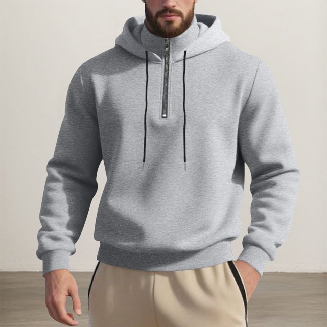 MHFRRA Sudadera con Capucha, Cremallera y Cuello Alto, Cómoda y Ligera, Ideal para Uso Informal y Actividades Al Aire Libre Gris claro