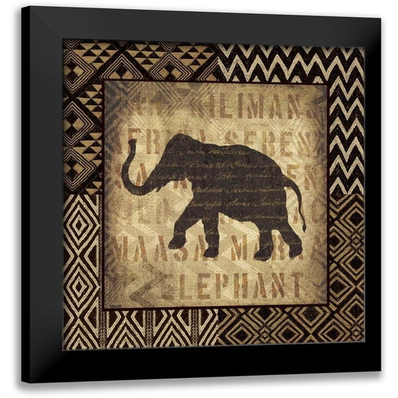 Wild Apple Portfolio 12x12 Black Modern Framed Museum Art Print Titled - African Wild Elephant Border